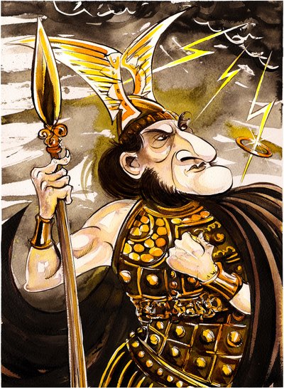Richard Wagner as Wotan (caricature as ruler of the gods in The Ring of the Nibelung opera cycle, 1876) by Neale Osborne